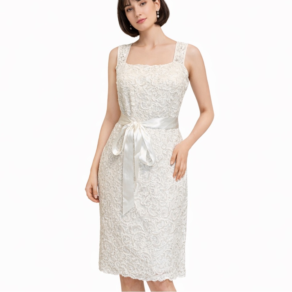 Frank Lyman Dress/Formal holiday dress/off white/courthouse wedding dress/ sz 8